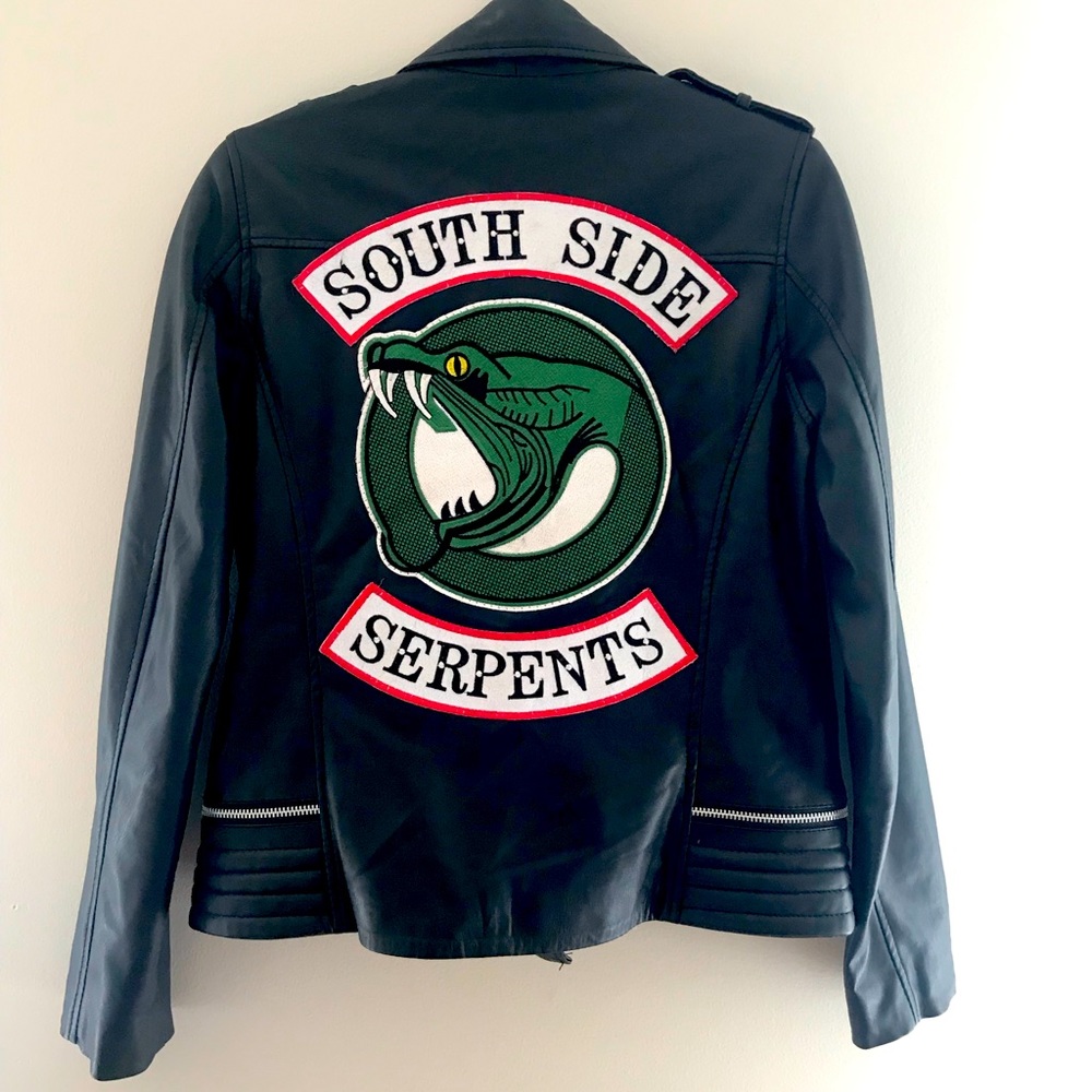 Riverdale South Side Serpents Black Faux Leather Jacket, Size M